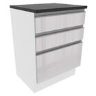 Balcão Armário De Cozinha 100% Mdf 60 Cm 3 Gavetas Frentes Br