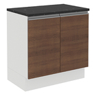 Balcão Armário De Cozinha 100% Mdf 80 Cm 2 Portas Branco/rust