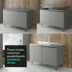 Balcão Armário De Cozinha 2 Portas Com Pés Cinza Nice Madesa