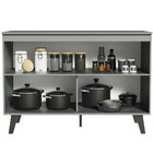 Balcão Armário De Cozinha 2 Portas Com Pés Cinza Nice Madesa