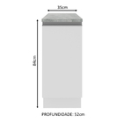Balcão Armário De Cozinha 35 Cm 1 Porta Branco Glamy Madesa