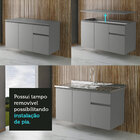 Balcão Armário De Cozinha 3 Portas 1 Gaveta Suspenso Cinza Ni