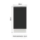Balcão Armário De Cozinha 40 Cm 1 Porta Branco/preto Agata Ma