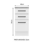 Balcão Armário de Cozinha 40 cm 3 Gavetas Branco Agata Madesa