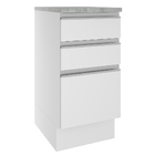 Balcão Armário De Cozinha 40 Cm 3 Gavetas Branco Glamy Madesa