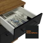 Balcão Armário de Cozinha 40 cm 3 Gavetas Rustic/Preto Agata