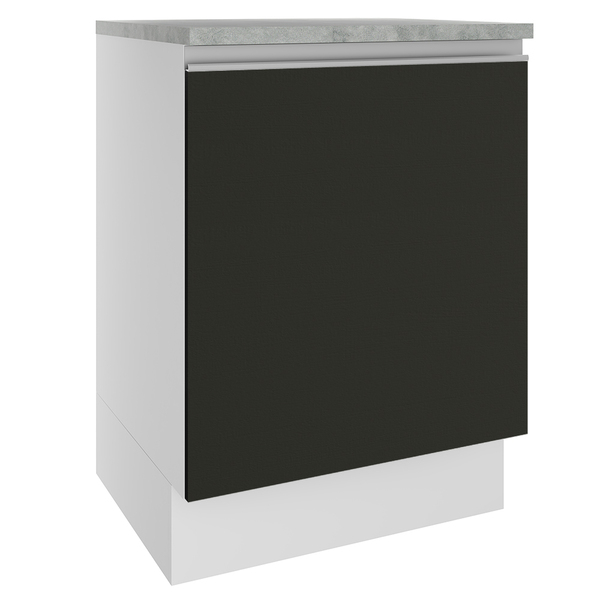 Balcão Armário De Cozinha 60 Cm 1 Porta Branco/preto Glamy Ma