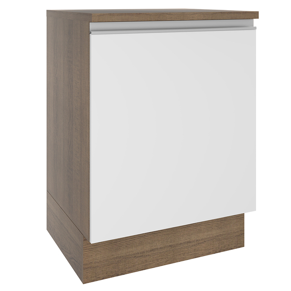 Balcão Armário De Cozinha 60 Cm 1 Porta Rustic/branco Glamy M