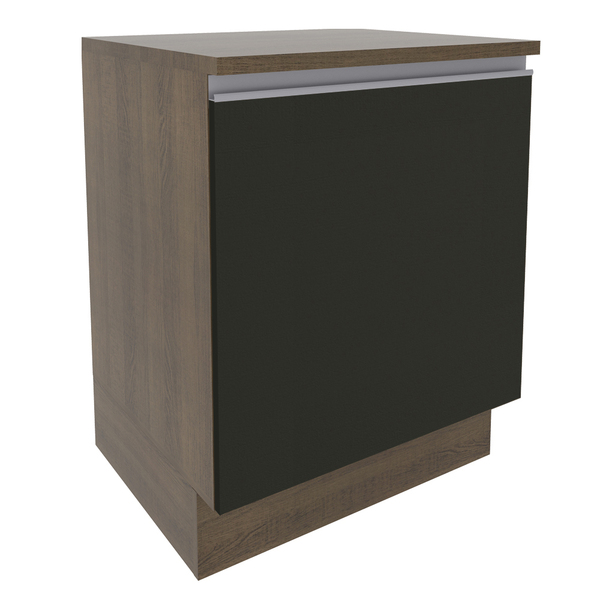 Balcão Armário De Cozinha 60 Cm 1 Porta Rustic/preto Glamy Ma
