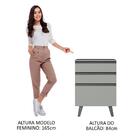 Balcão Armário de Cozinha 60 cm 3 Gavetas Com Pés Cinza Nice