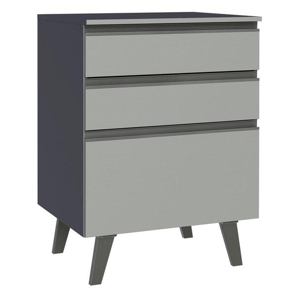 Balcão Armário de Cozinha 60 cm 3 Gavetas Com Pés Cinza Nice