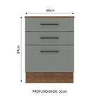 Balcão Armário De Cozinha 60 Cm 3 Gavetas Rustic/cinza Agata