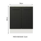Balcão Armário De Cozinha 70 Cm 2 Portas Branco/preto Agata M