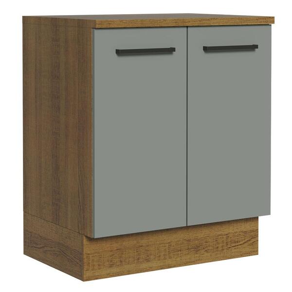 Balcão Armário De Cozinha 70 Cm 2 Portas Rustic/cinza Agata M