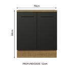 Balcão Armário de Cozinha 70 cm 2 Portas Rustic/Preto Agata M