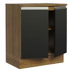 Balcão Armário De Cozinha 70 Cm 2 Portas Rustic/preto Glamy M