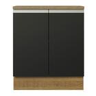 Balcão Armário De Cozinha 70 Cm 2 Portas Rustic/preto Glamy M