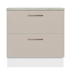 Balcão Armário De Cozinha 80 Cm 2 Gavetas Branco/crema Agata