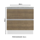 Balcão Armário De Cozinha 80 Cm 2 Gavetas Branco/rustic Glamy