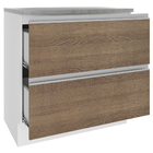 Balcão Armário De Cozinha 80 Cm 2 Gavetas Branco/rustic Glamy