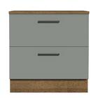 Balcão Armário De Cozinha 80 Cm 2 Gavetas Rustic/cinza Agata