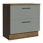 Balcão Armário De Cozinha 80 Cm 2 Gavetas Rustic/cinza Agata