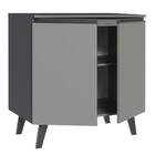 Balcão Armário De Cozinha 80 Cm 2 Portas Com Pés Cinza Nice M