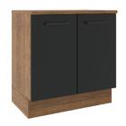 Balcão Armário De Cozinha 80 Cm 2 Portas Rustic/preto Agata M