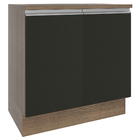 Balcão Armário De Cozinha 80 Cm 2 Portas Rustic/preto Glamy M