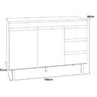 Balcão Armário De Cozinha Com Tampo 100 Cm Andréia Preto