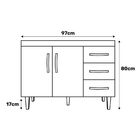 Balcão Armário De Cozinha Com Tampo 100 Cm Isabel Preto