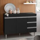 Balcão Armário De Cozinha Com Tampo 120 Cm Andréia Preto