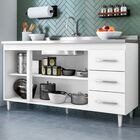 Balcão Armário De Cozinha Com Tampo 160 Cm Isabel Branco