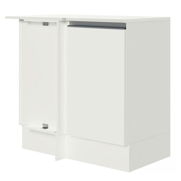 Balcão Armário De Cozinha De Canto 100% Mdf Com Tampo Branco