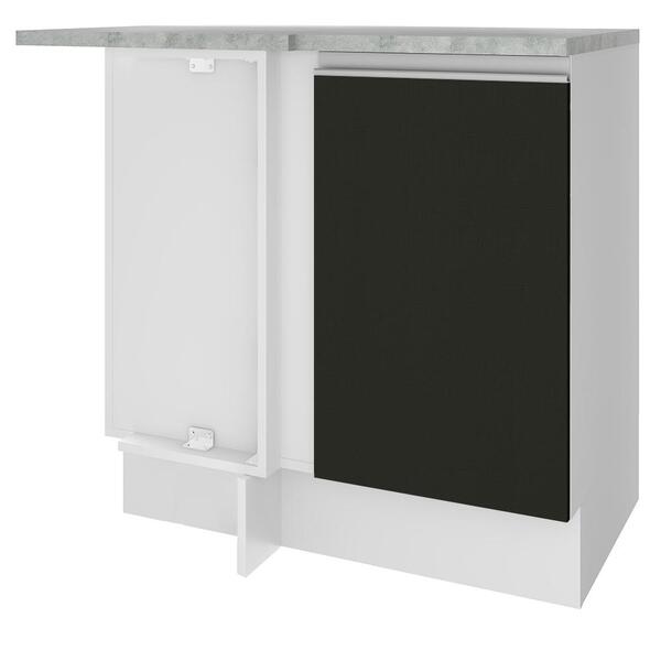 Balcão Armário De Cozinha De Canto 1 Porta Branco/preto Glamy