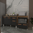 Balcão Armário Gabinete Aline 118 Cm Savana Preto Com Tampo P