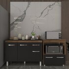 Balcão Armário Gabinete Aline 118 Cm Savana Preto Com Tampo P