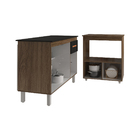 Balcão Armário Gabinete Aline 118 Cm Savana Preto Com Tampo P