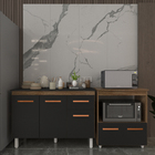 Balcão Armário Gabinete Aline 118 Cm Savana Preto Com Tampo P