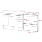 Balcão Armário Gabinete Aline 118 Cm Savana Preto Com Tampo P