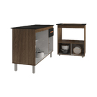 Balcão Armário Gabinete Aline 118 Cm Savana Preto Com Tampo P