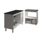 Balcão Armário Gabinete Bruna 118 Cm Branco Com Tampo Preto E