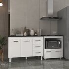 Balcão Armário Gabinete Bruna 118 Cm Branco Com Tampo Preto E