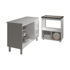 Balcão Armário Gabinete Bruna 118 Cm Com Tampo Tampão E Balcã