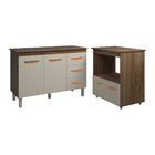 Balcão Armário Gabinete Bruna 118 Cm Savana Off White Com Tam