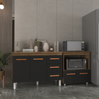 Balcão Armário Gabinete Bruna 118 Cm Savana Preto Com Tampo S