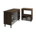 Balcão Armário Gabinete Bruna 118 Cm Savana Preto Com Tampo S