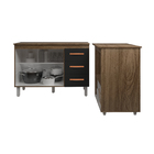 Balcão Armário Gabinete Bruna 118 Cm Savana Preto Com Tampo S