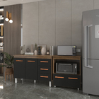 Balcão Armário Gabinete Bruna 118 Cm Savana Preto Com Tampo S