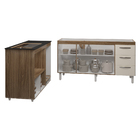 Balcão Armário Gabinete De Pia 150 Cm Deise E Balcão Alana Pa